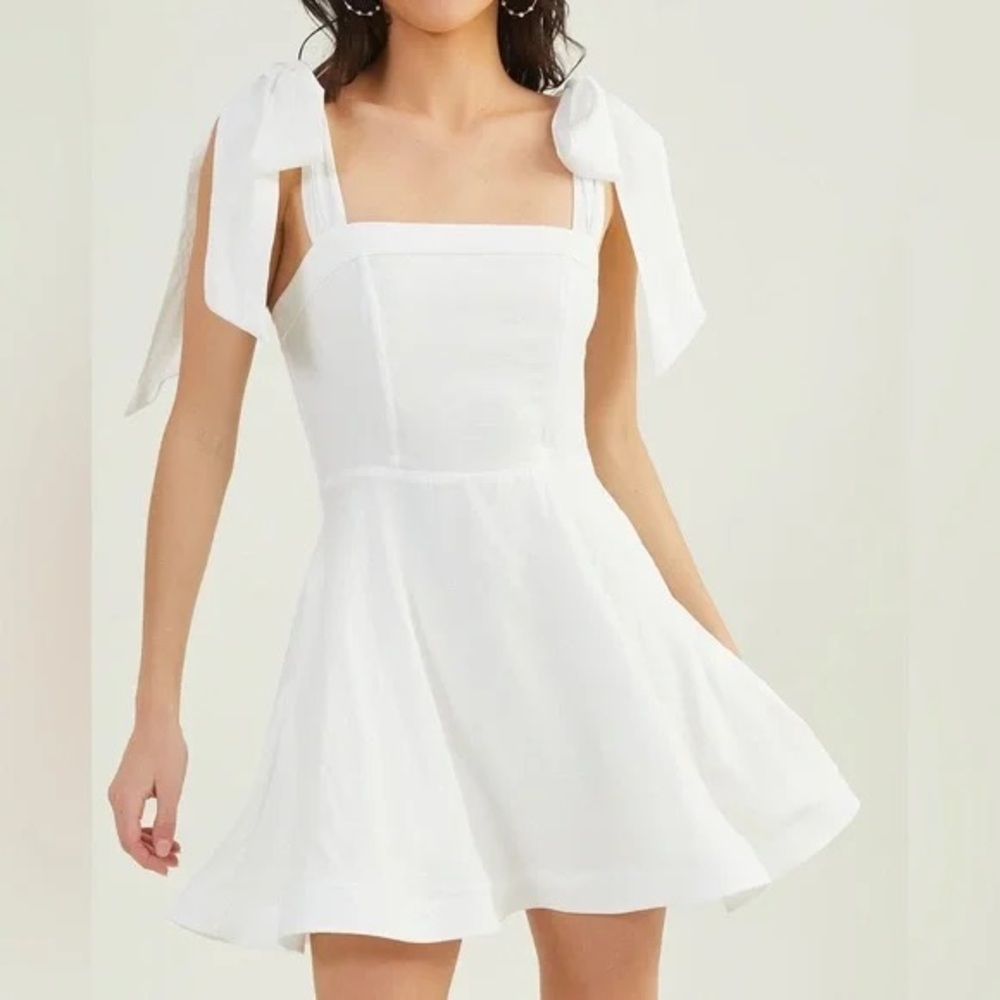 Altar'd State White Bow Strap Mini Dress